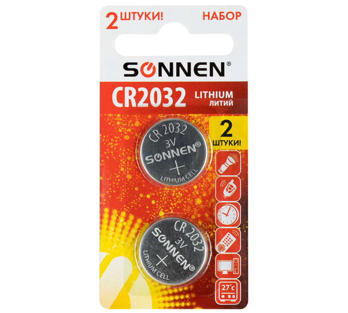 Элемент питания Sonnen «Lithium» CR2032, 3V, 2шт