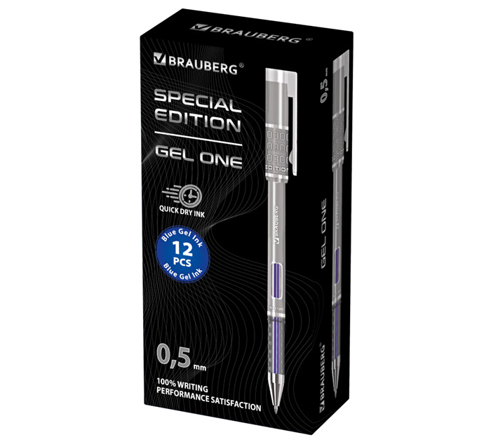 Ручка гелевая Brauberg «Gel one» синий стержень, 0.5мм, линия письма 0.35мм