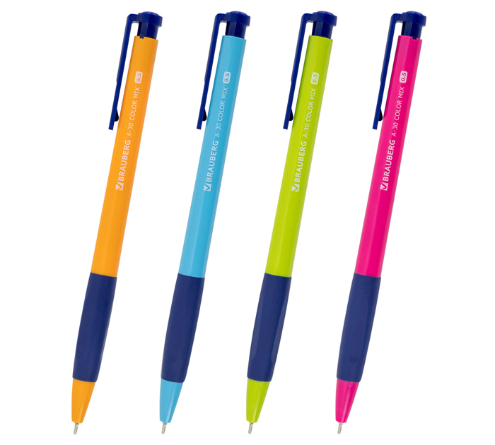 Ручка автоматическая Brauberg «Color mix Writing» синий стержень, узел 0.5мм, линия письма 0.25мм
