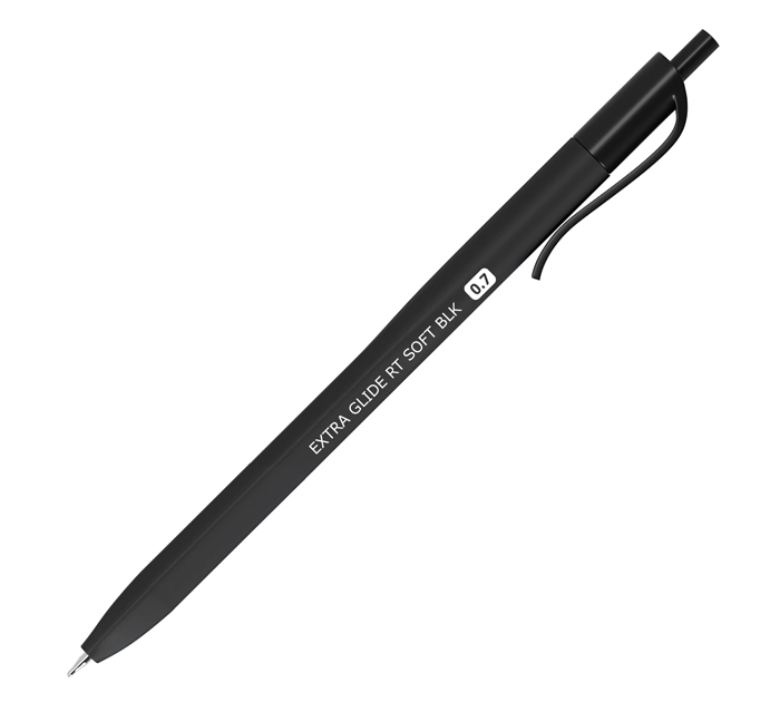 Ручка автоматическая Brauberg «Extra Glide RT Soft BLK» синий стержень, узел 0.7мм, линия письма 0.5мм