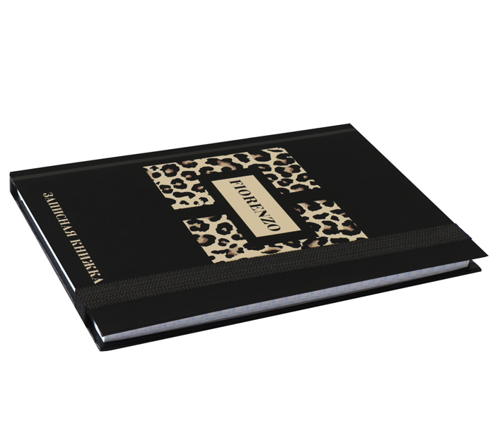 Книжка записная Fiorenzo «Леопард» А6, клетка, 80л, на резинке