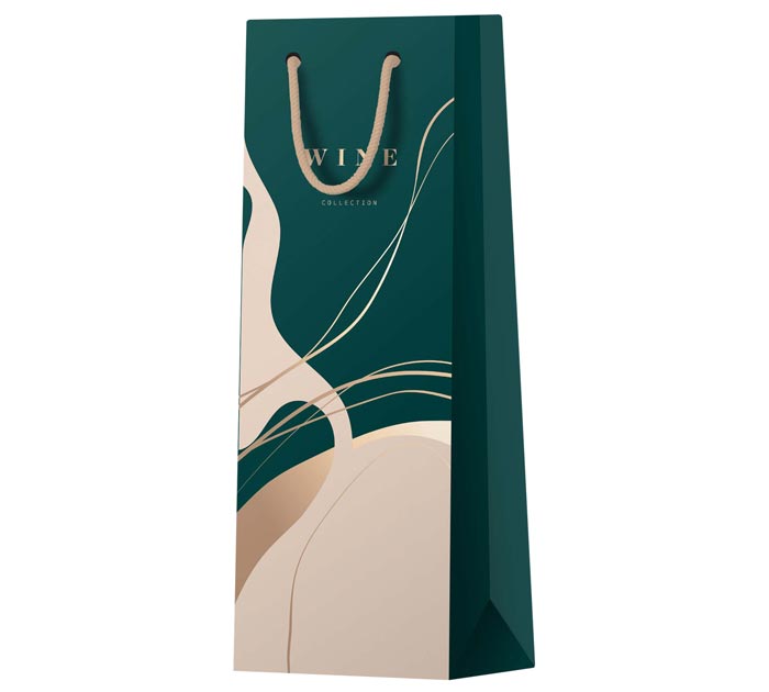 Пакет подарочный Meshu «Abstraction.Emerald» под бутылку, 12х36х8.5см