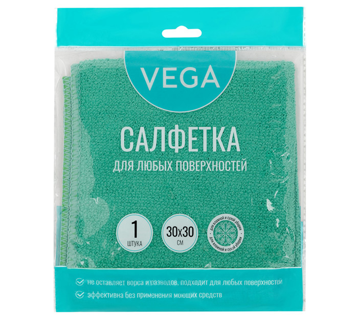 Салфетка д/уборки микрофибра 30*30см VeGa