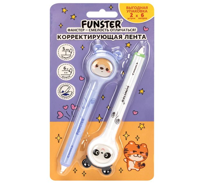Корректор-лента Funster «Милые зверята» 5мм, 6м