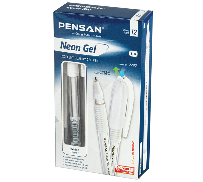 Ручка гелевая PenSan «Neon Gel» белый стержень, 1.0мм, линия письма 0.8мм