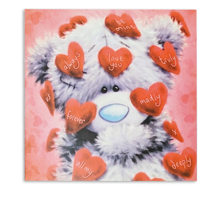 Открытка Panda Print «Тедди в сердечках», 80х80мм