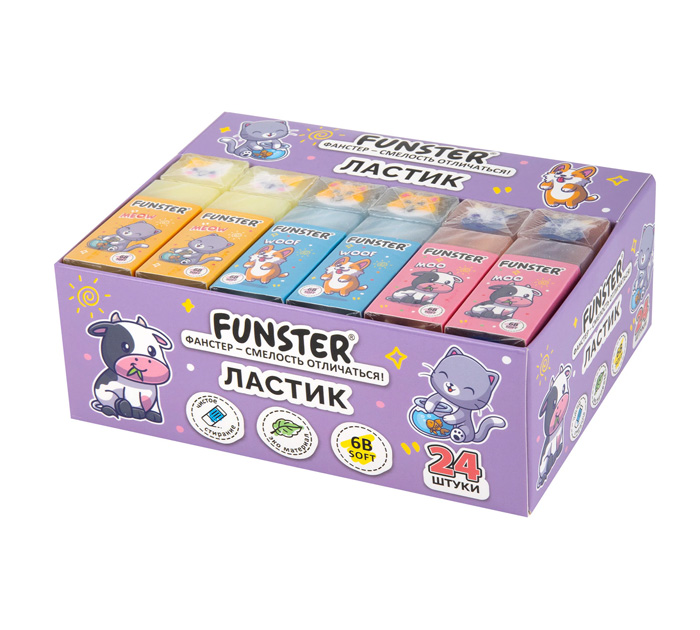 Ластик Funster 50х21х16мм, ассорти