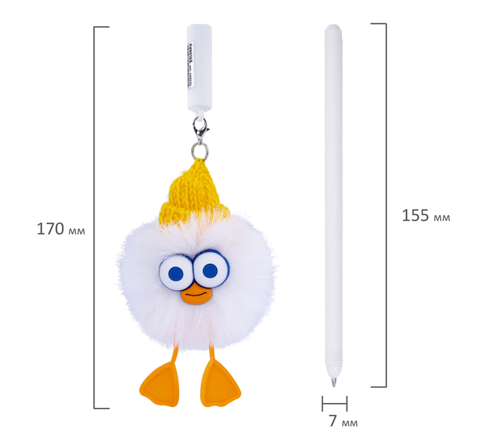 Ручка шариковая Funster «Fluffy Duck» синий стержень, узел 0.7мм, линия письма 0.35мм