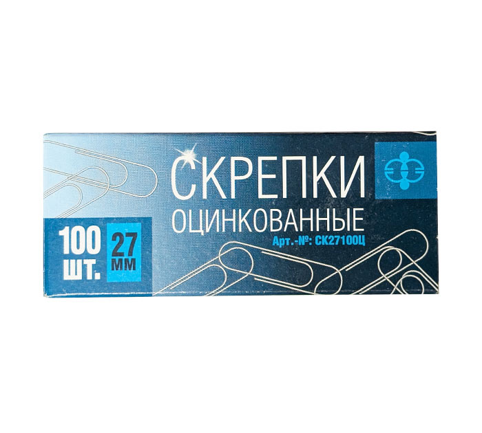 Скрепки Виток оцинкованные, овальные, 27мм, 100шт