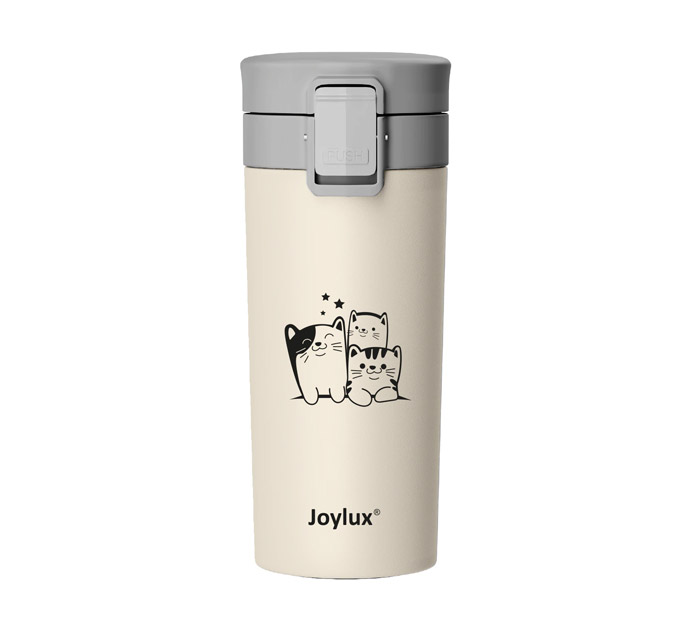 Термокружка Joylux Classic Cat 380мл, бежевая