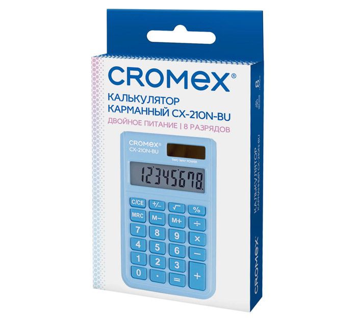 Калькулятор 8 разрядов Cromex «CX-210N-BU» 96х62мм