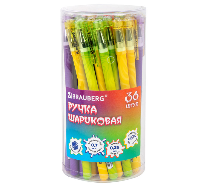 Ручка шар. син. Brauberg пишущ.узел 0.7мм линия 0.35мм