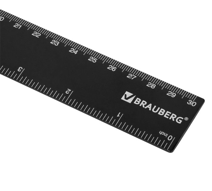 Линейка 30см пласт. черн. Brauberg